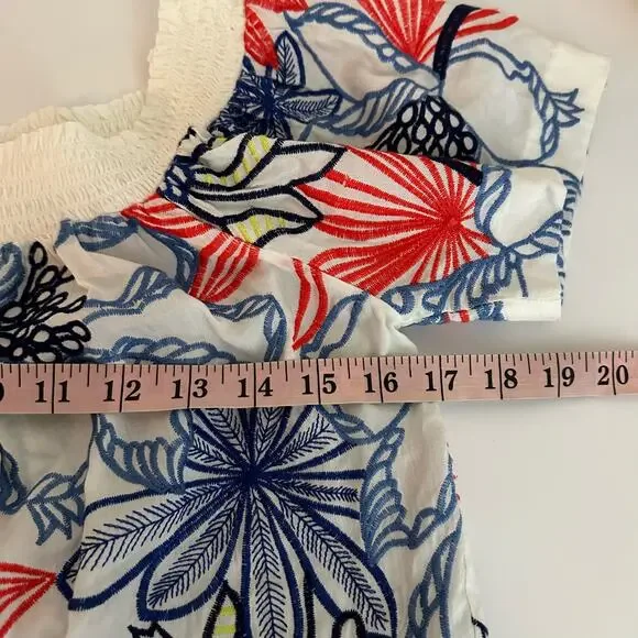 Skies Are Blue Women's White Floral Embroidered Off the Shoulder Top Size Small - Picture 7 of 11